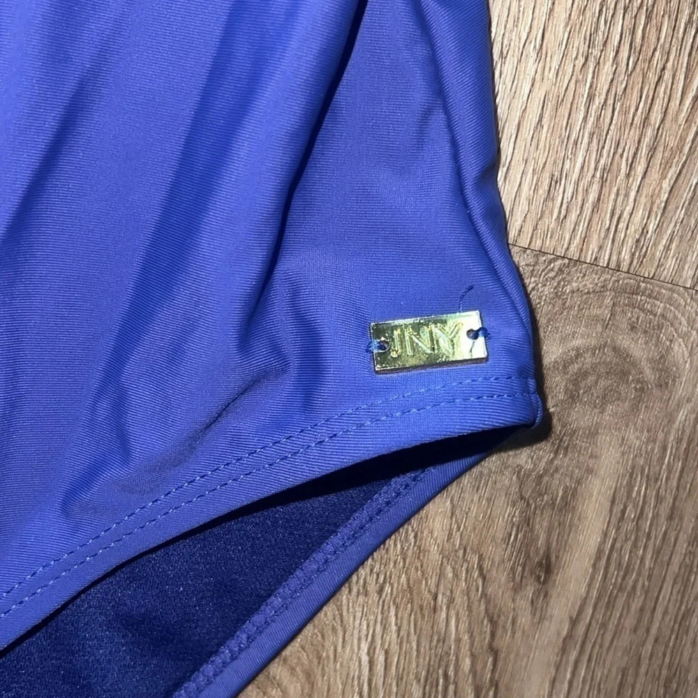Navy Blue Ruffle-Overlay Swimsuit Size Large - Picture 6 of 13
